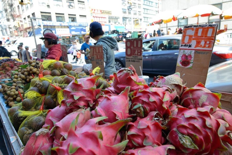 Street food stalls in New York's Chinatown