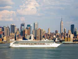 Cruise ship going past Manhattan