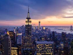 View of New York City at dusk