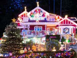 Houses decorated for Christmas